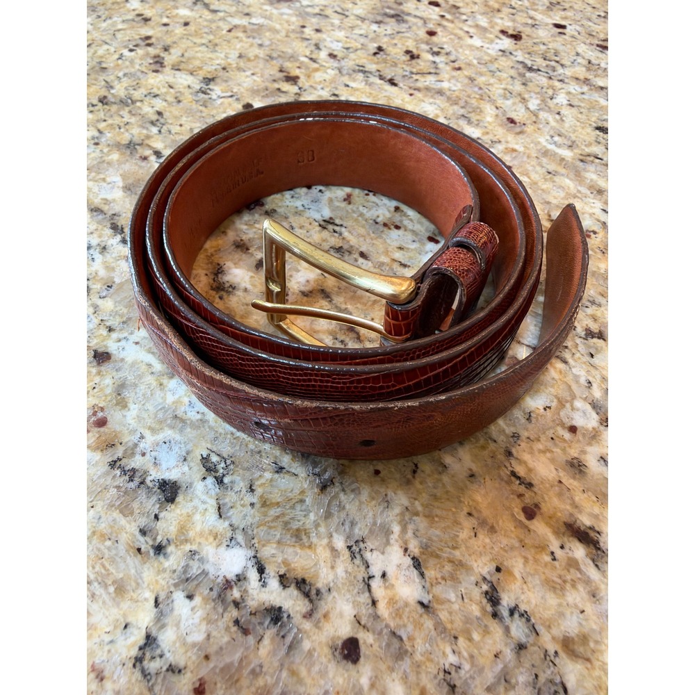 Columbia Mens Brown Leather Inlay Belt Size 40 Silver Buckle 11CO02L4
